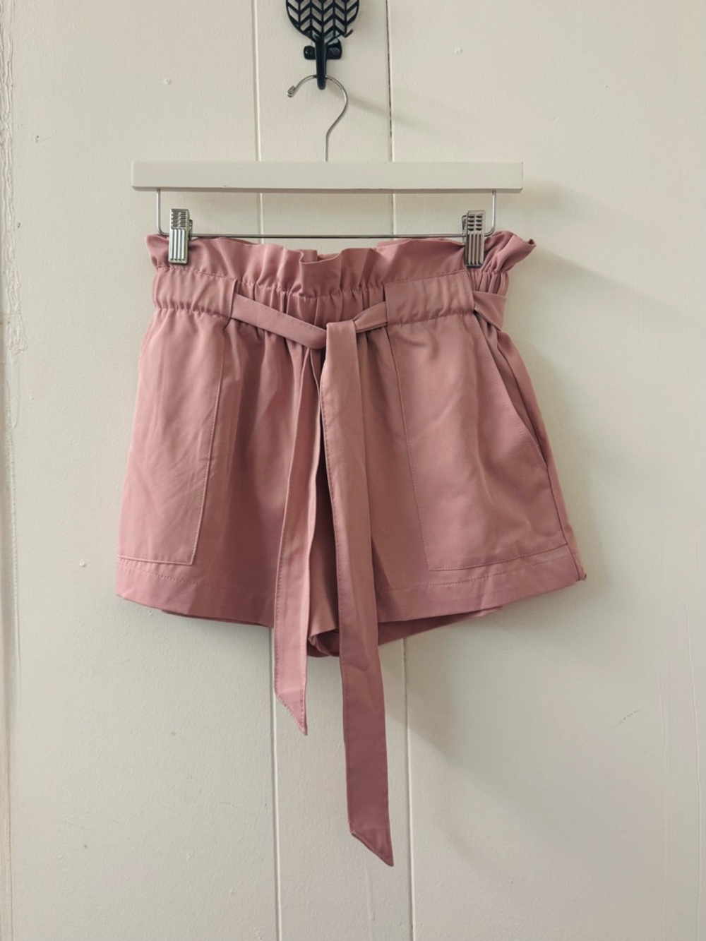 Paperbag Waist Tie Shorts - Dusty Rose